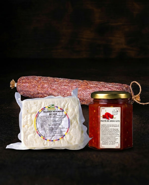 Setul Aperitiv ardelenesc — salam, telemea & pastă de ardei iute